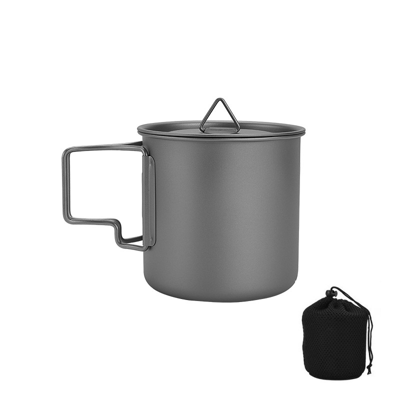 Camping Cooking Backpack - Titanium kampeermok met inklapbaar handvat, lichtgewicht,