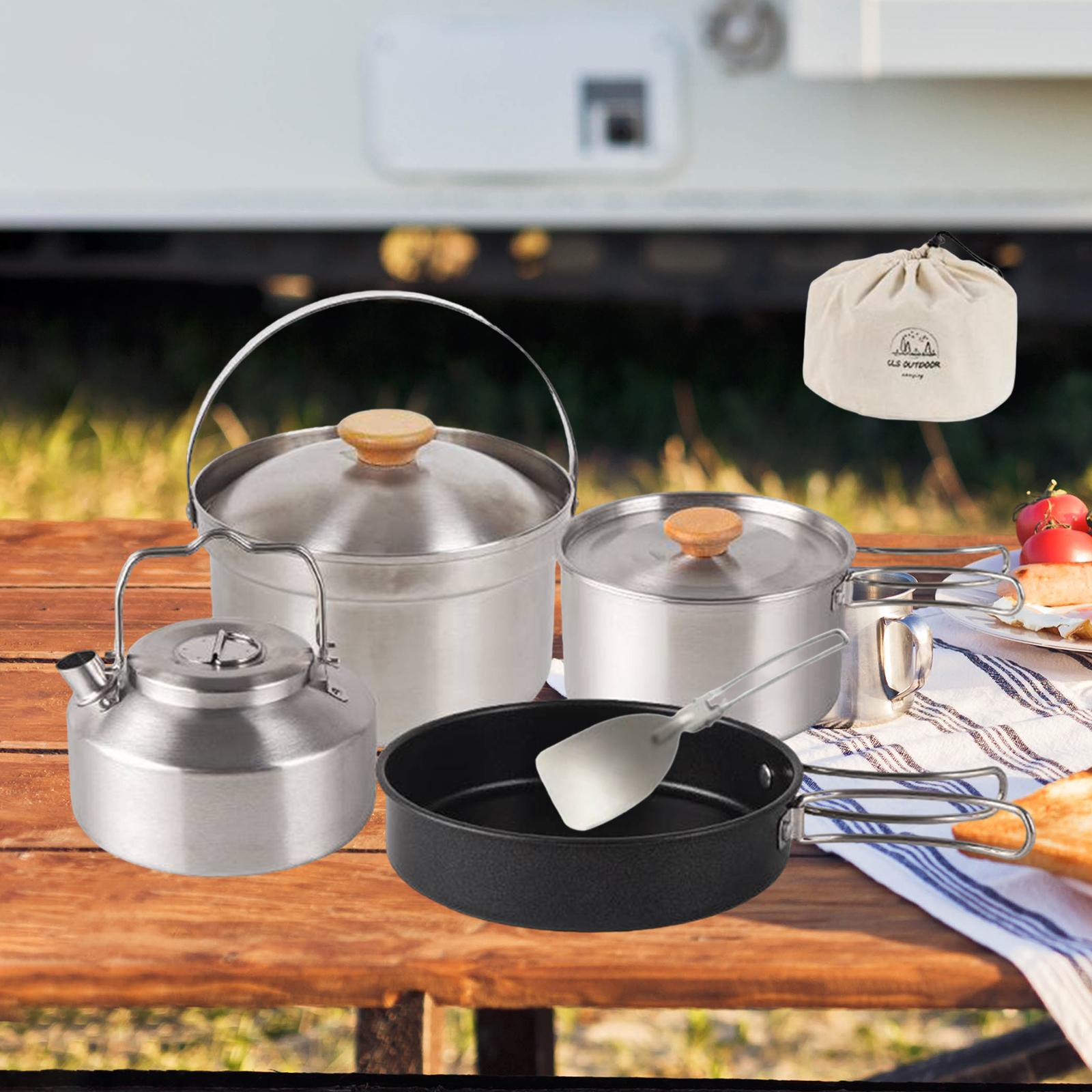 Camping Cooking Gear Set - Campingkookgerei Kookuitrusting Draagbare koekenpan met anti-aanbaklaag,