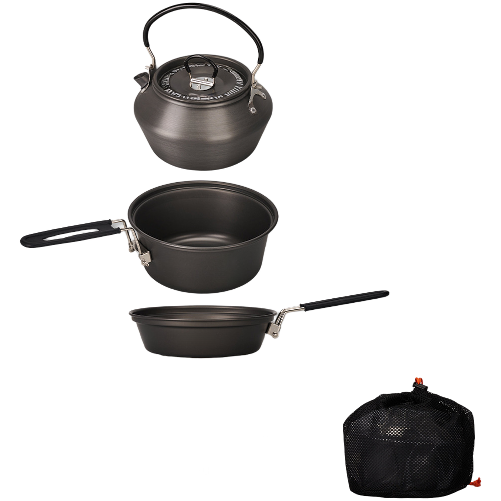 Camping Cooking Gear Set - Lichtgewicht campingkookgerei van aluminiumlegering, 3-delige pot