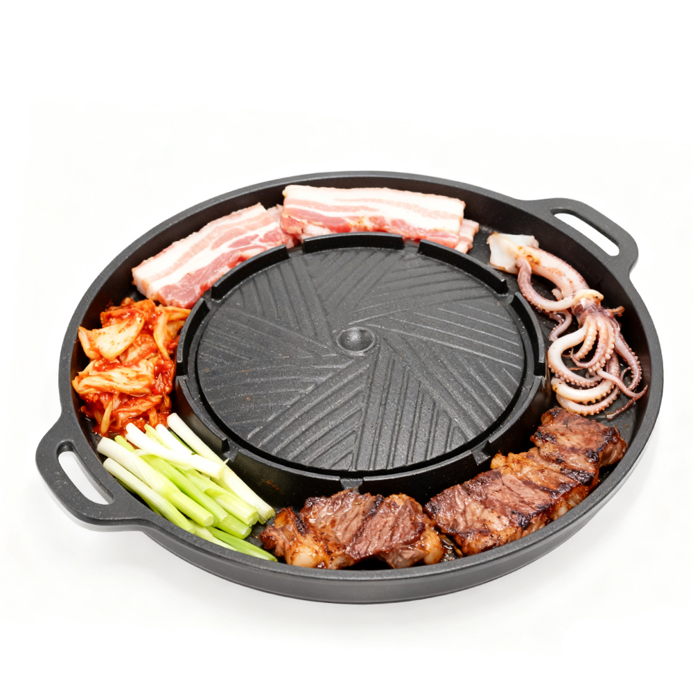 Camping Cooking Appliances - KOSUN Koreaanse BBQ-grillpan 2-in-1 ronde barbecue-delplaat