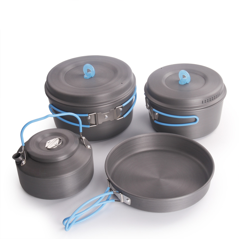 Camping Cooking Equipment Bag - Aluminium outdoor campingpannenset met gaaszak Opvouwbare