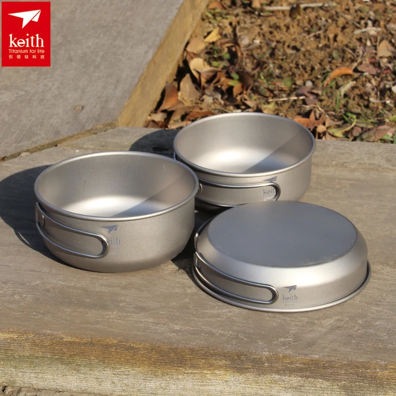 Camping Cooking Tool Set - Keith 3PCS Titanium Kookgerei Pannen Kommen