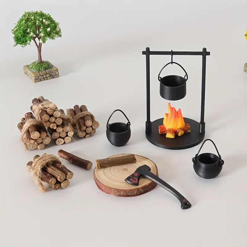 Camping Cooking Appliances - Mini Kampvuur Hangende Kachel Pot Poppenhuis
