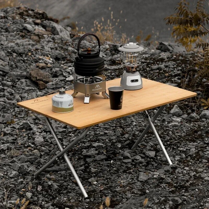 Camping Cooking Table - Mountainhiker Outdoor Camping Bamboe 2/3 Klaptafel