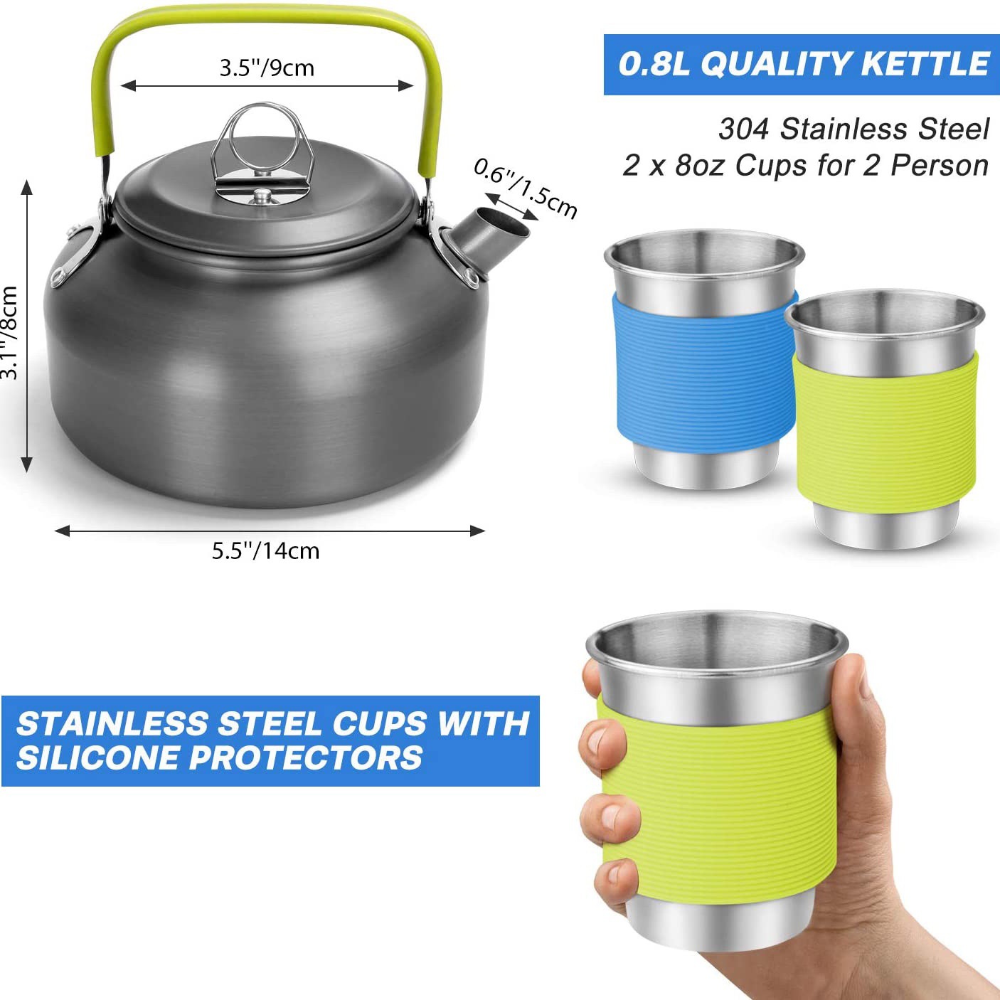 Outdoor Camping kookset met wa - Camping Cooking Gear Set recensie en prijs