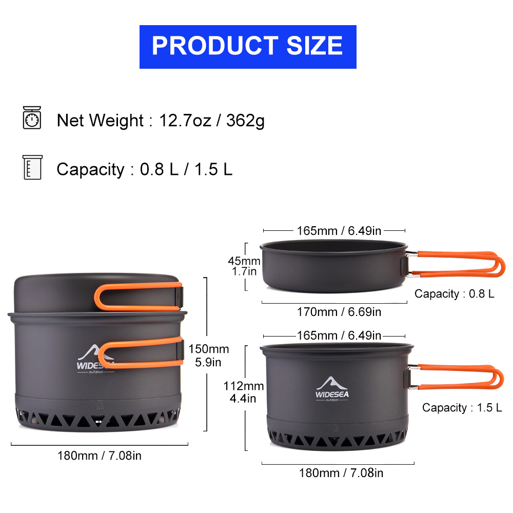 Widesea Camping Pot 1.3L 2.3L  - Camping Cooking Set Jetboil recensie en prijs