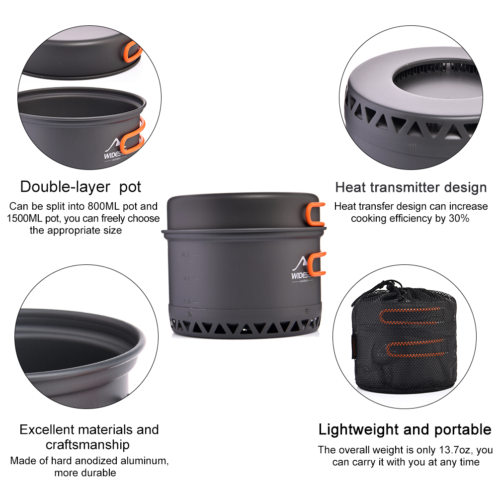 Widesea Camping Kookgerei 2.3L - Camping Cooking Set Jetboil recensie en prijs