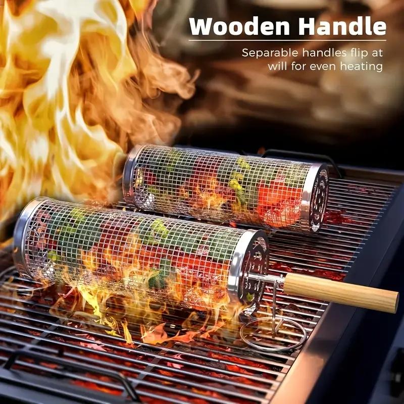 RVS BBQ Grillmand, Ronde Rolba - Camping Cooking Meat recensie en prijs