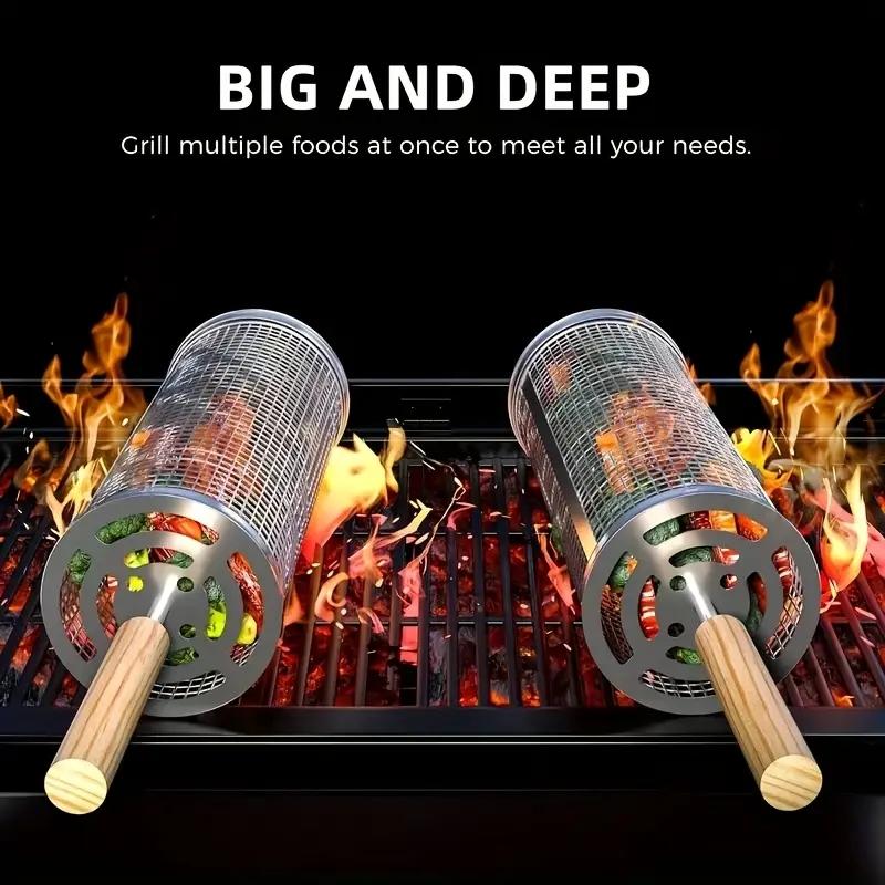 RVS BBQ Grillmand, Ronde Rolba - Camping Cooking Meat recensie en prijs