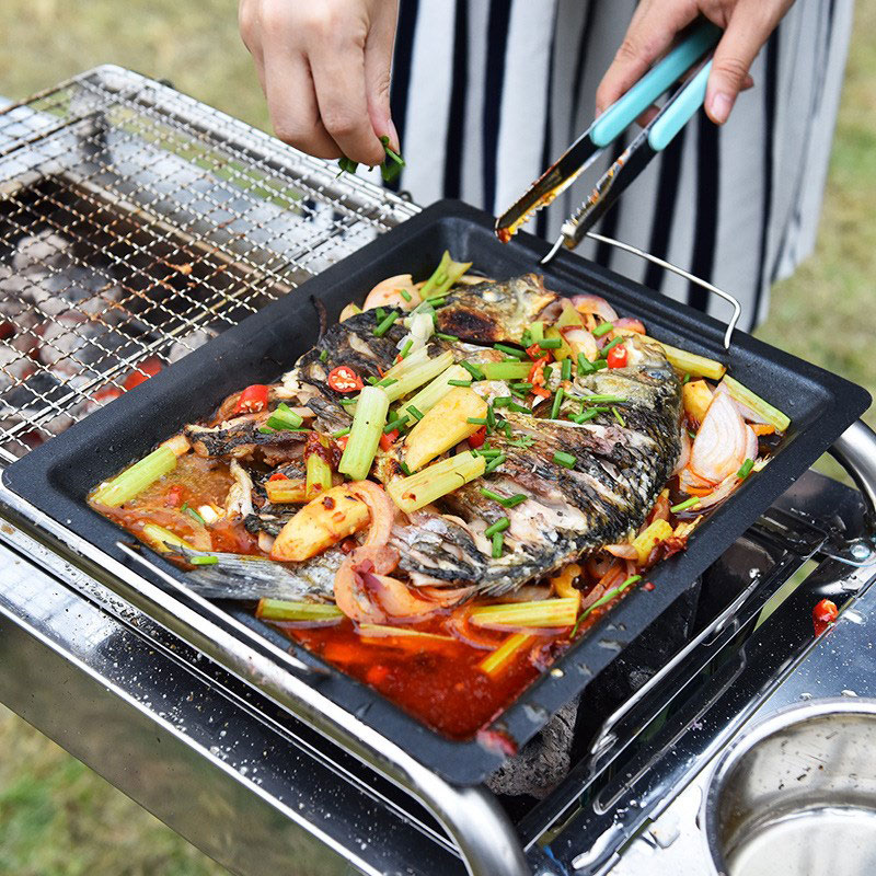 Buiten dikke vierkante grillpa - Camping Cooking Meat recensie en prijs